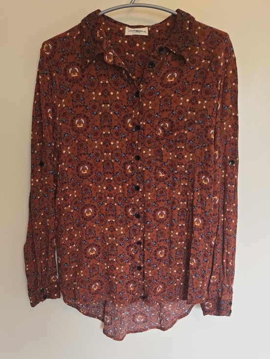 NATURAL LIFE Tops - Natural Life Cece Button Down Shirt Relaxed Fit Long Sleeves Rust Floral L Boho